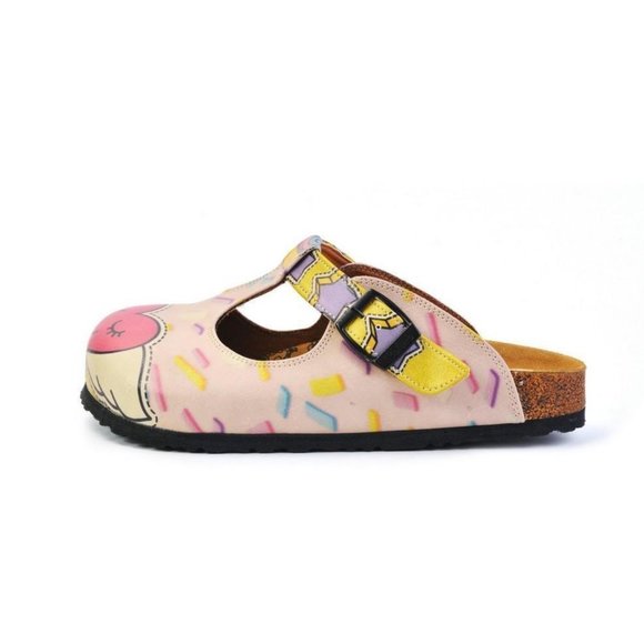 White & Pink Unicorn T-Strap Mule - Calceo Line of Goby Shoes - Picture 2 of 5